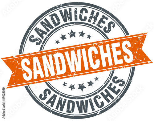 sandwiches round orange grungy vintage isolated stamp