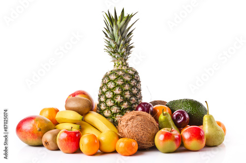 fresh fruits isolated on a white background