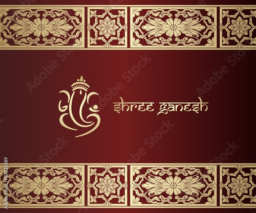 Ganesha, traditional Hindu wedding card, royal Rajasthan, India	