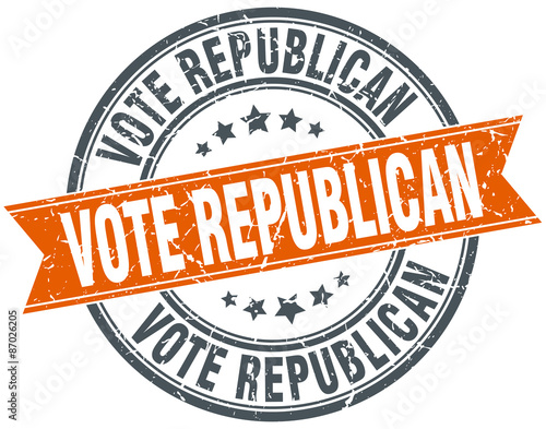 vote republican round orange grungy vintage isolated stamp