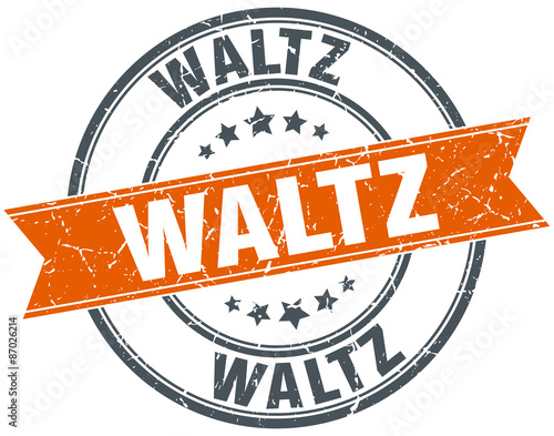 waltz round orange grungy vintage isolated stamp