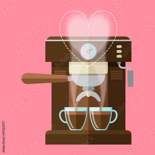 coffee machine and coffee cups