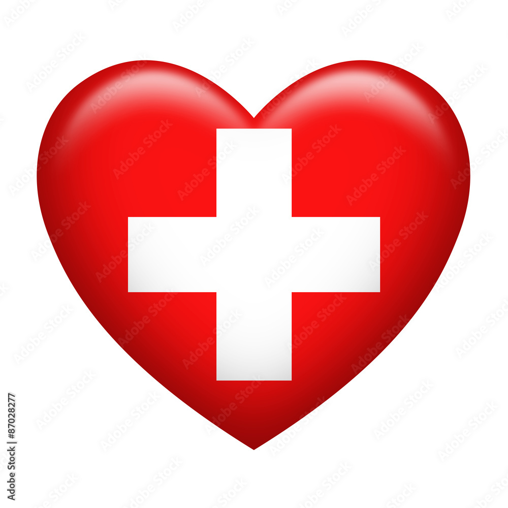 Switzerland Insignia Heart Shape Switzerland Insignia Heart Shape