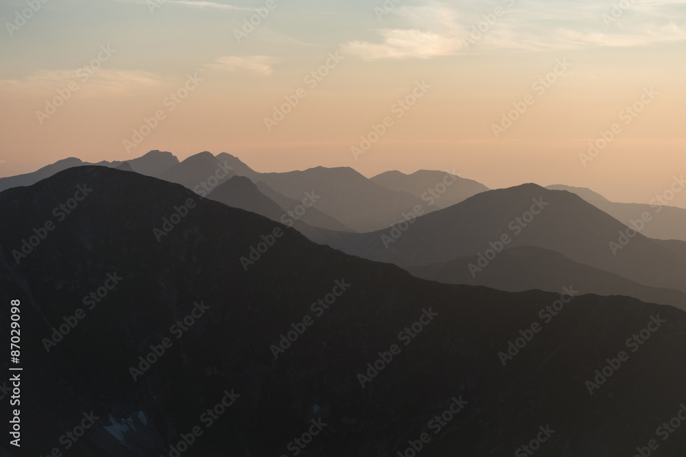 Mountain scenery at sunset