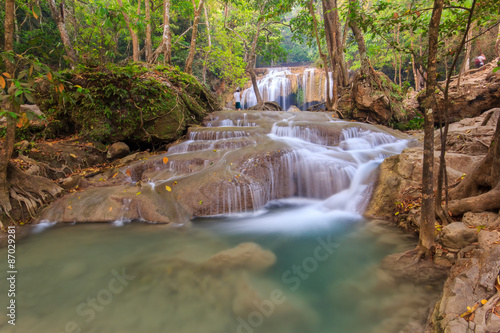 Photographer taking photo at Erawan waterfall National Park