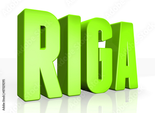 3D Riga text on white background