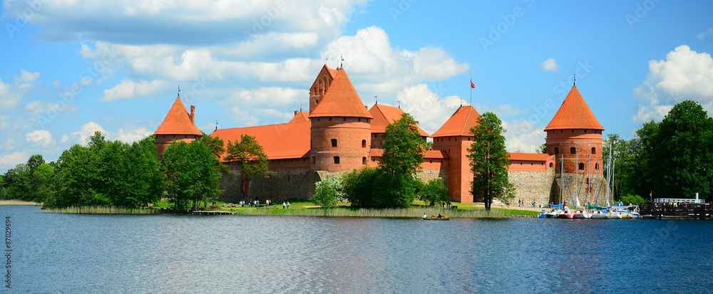 Galves lake,Trakai old red bricks castle view