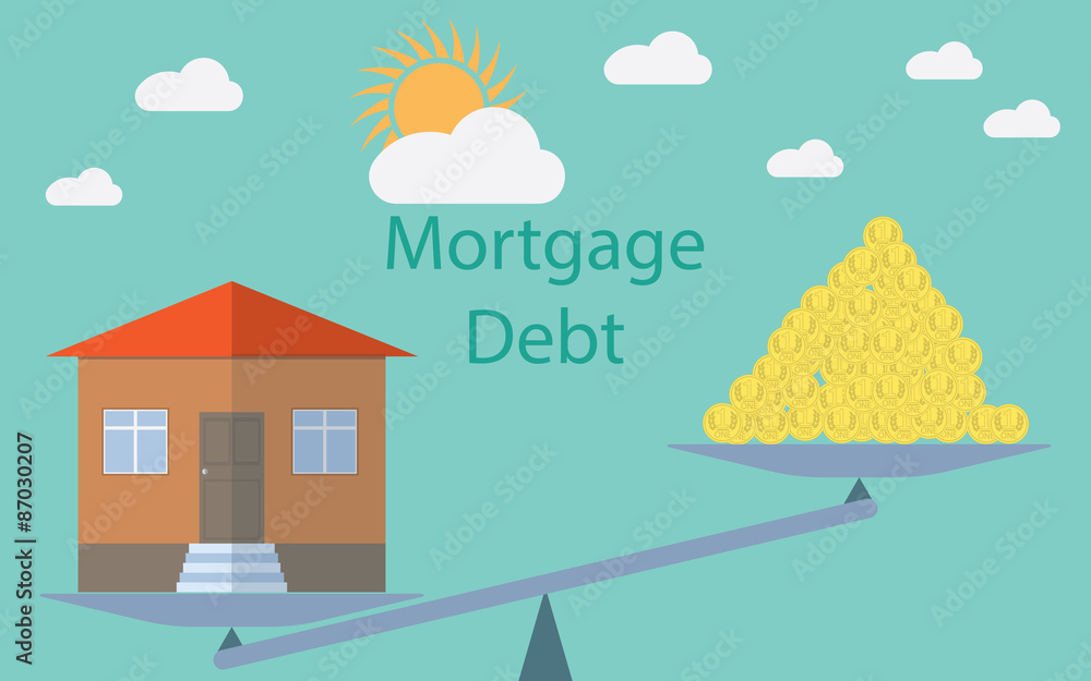 Flat design modern vector illustration concept for investment in real estate, house debt