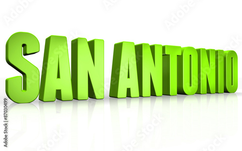 3D San Antonio text on white background