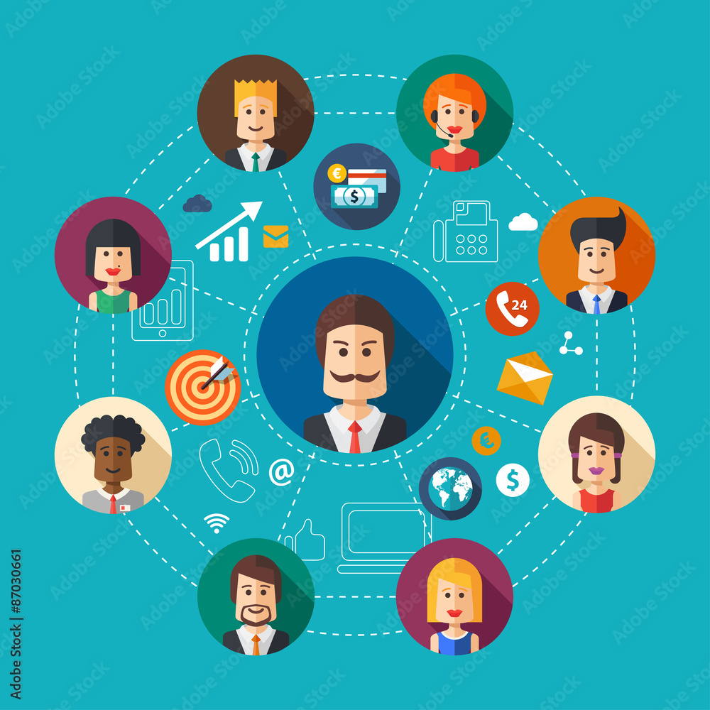 Illustration of flat design business team work composition Illustration of flat design business team work composition