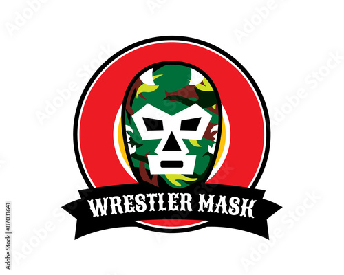 wrestler with mask emblem logo