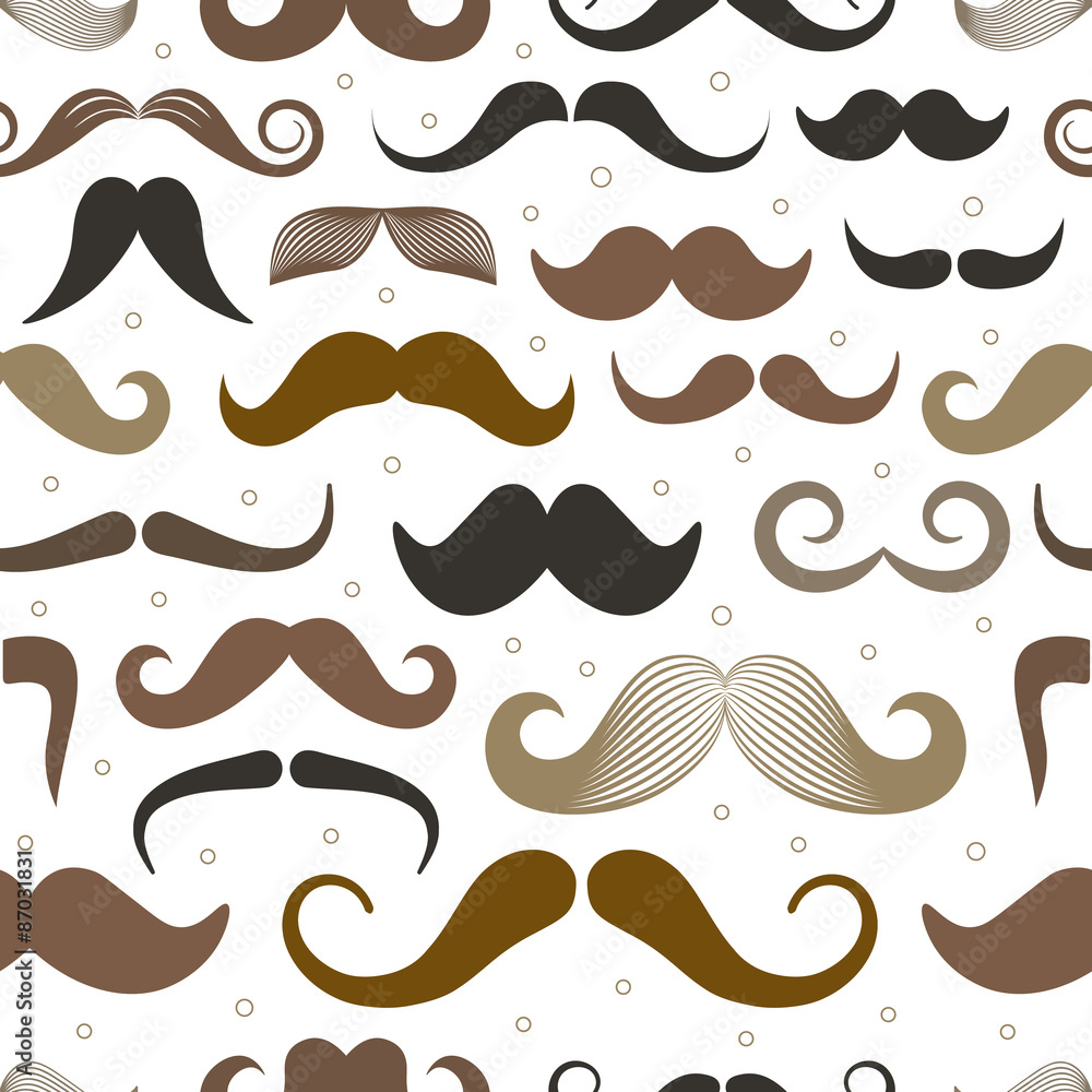 Different retro style moustache seamless pattern Different retro style moustache seamless pattern