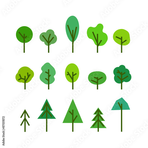 Different tree silhouettes isolated on white. Design elements cl
