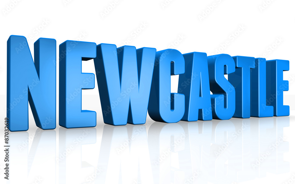 3D Newcastle text on white background 3D Newcastle text on white background