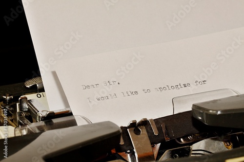 Text Dear Sir typed on old typewriter photo