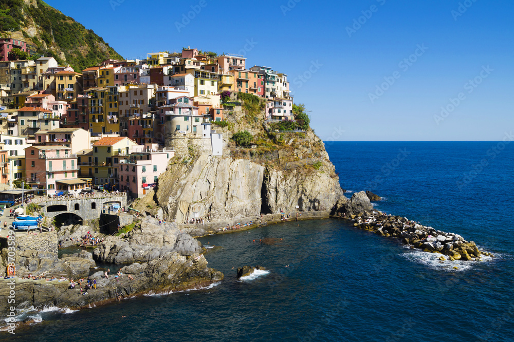 Manarola , the oldest  Cinque Terre villages, in Liguria, northern Italy