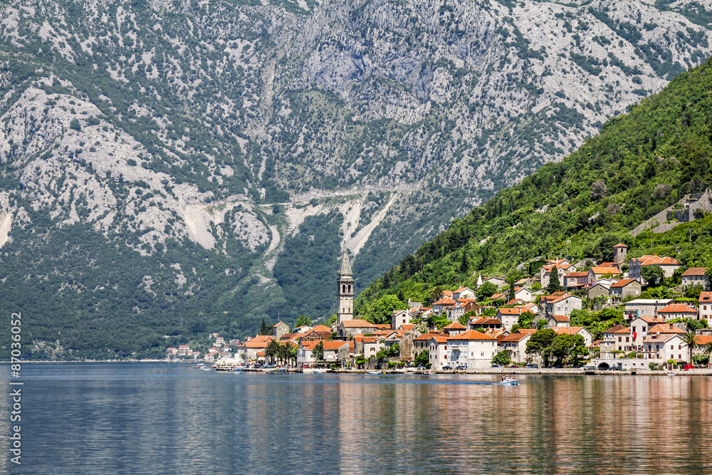 Perast town in Kotor bay.Montenegro.