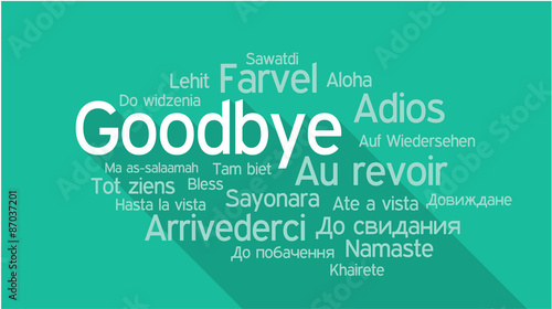 GOODBYE in different languages, word tag cloud