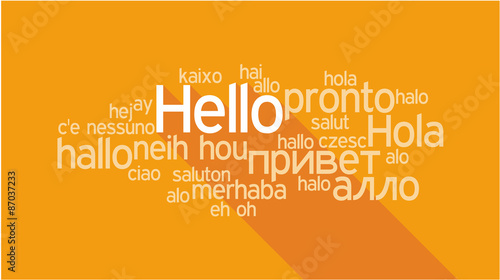 HELLO in different languages, word tag cloud