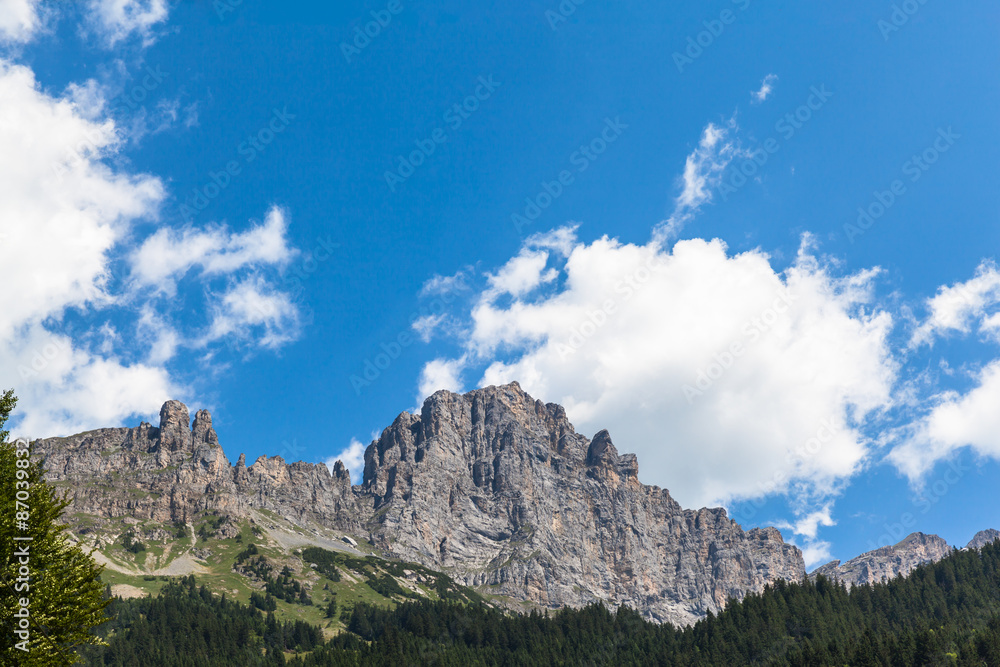 Mountains with steep cliffs in Alps