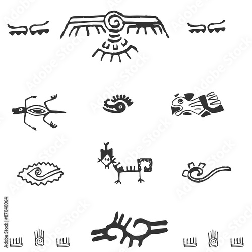 vector ancient petroglyphs