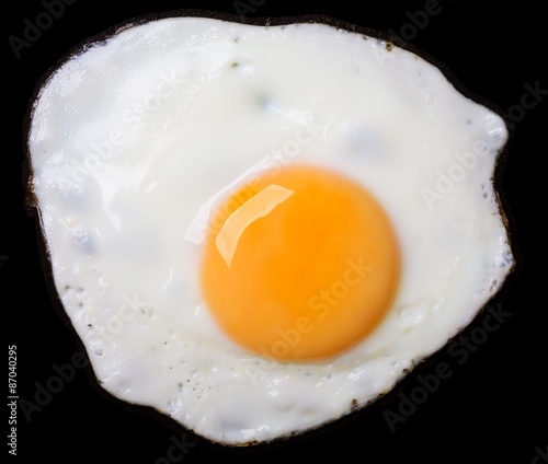 Close up view of the fried eggs on black