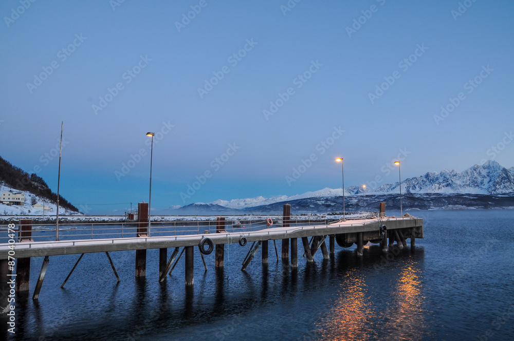 Ferry station at Breivikeidet-Svensby in Norway