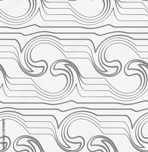 Gray abstract waves with thickening reflected