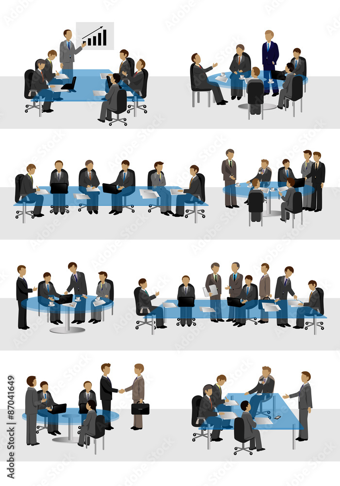 Businessmen, Different Situation In Office Set - Isolated On White Background - Vector Illustration Businessmen, Different Situation In Office Set - Isolated On White Background - Vector Illustration