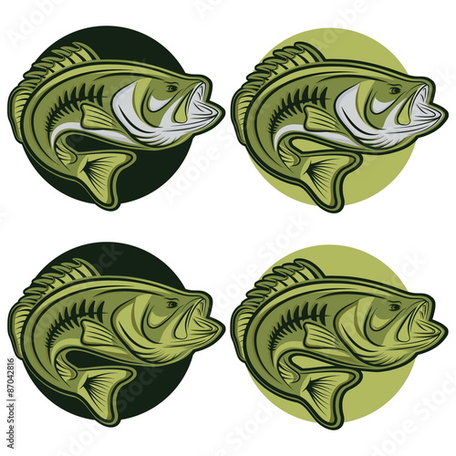 set of labels wit large moutn bass