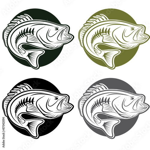 set of labels wit large moutn bass