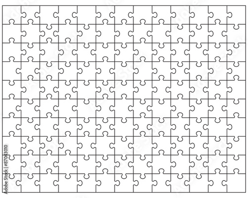 Vector Illustration of big white puzzle, separate pieces
