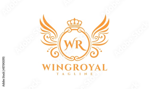 Wing Royal logo template suitable for businesses and product names, luxury industry like hotel, real estate and boutique.