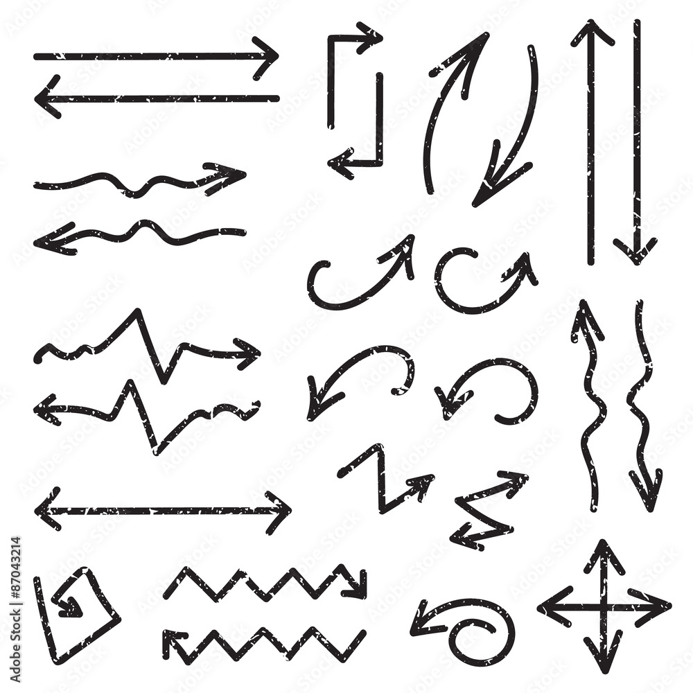 Vector black set of 26 hand drawn arrows Vector black set of 26 hand drawn arrows