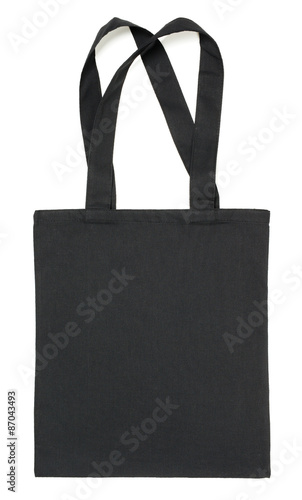 Black fabric eco bag isolated on white background