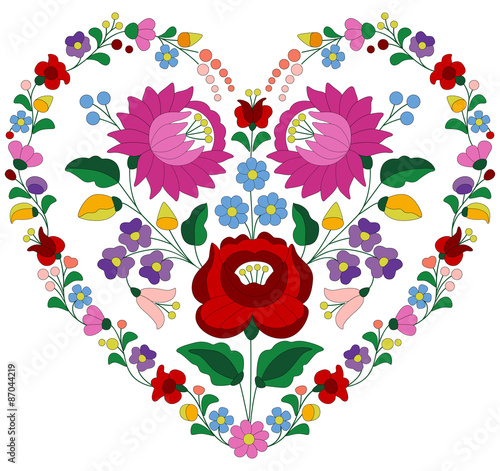 Heart made with Hungarian embroidery pattern