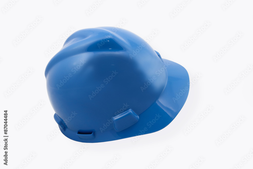 Fototapeta premium Blue Hardhat Isolated On White
