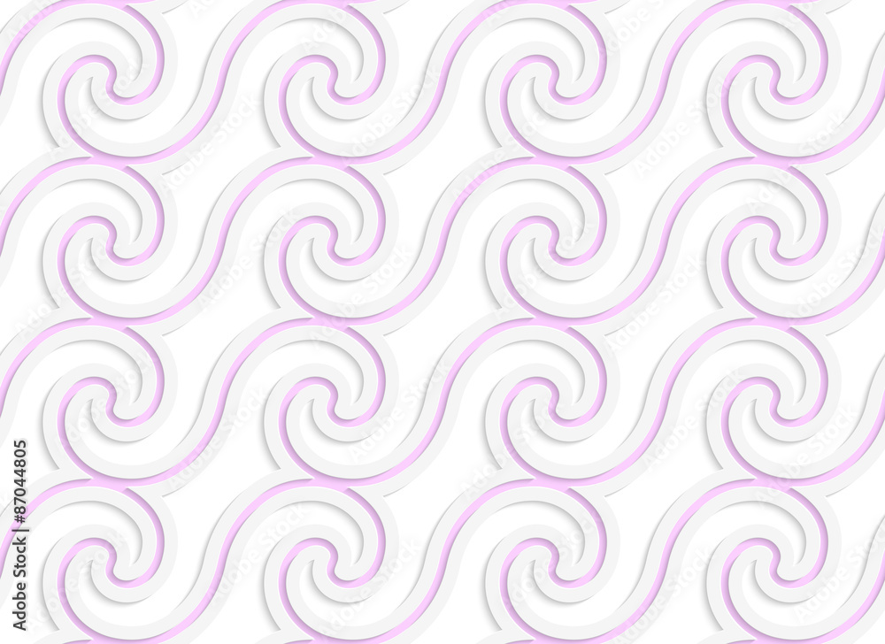 White colored paper pink spiral waves White colored paper pink spiral waves