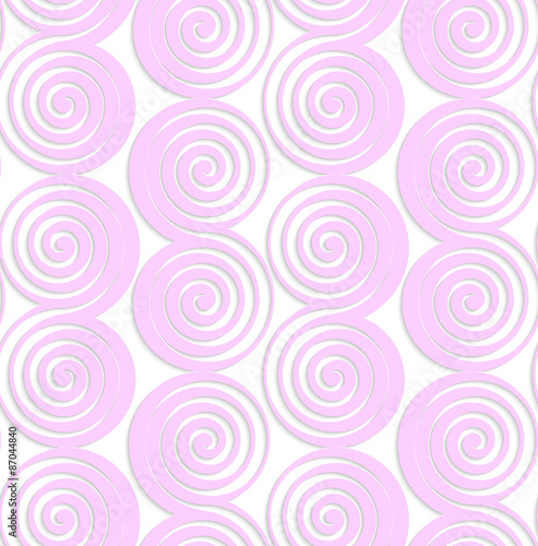 White colored paper pink spirals with thickening
