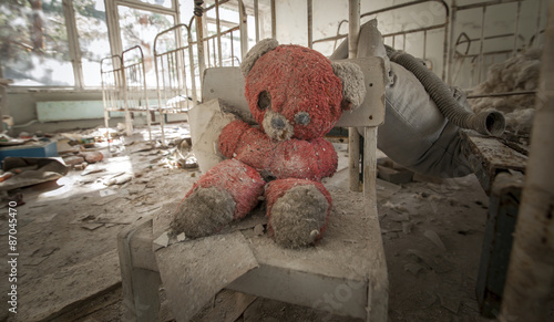 Chernobyl - Teddy bear in abandoned kindergarten photo