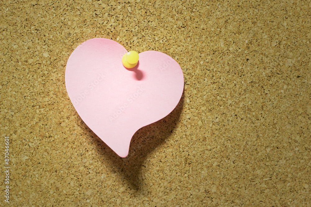 heart note paper taped on cork board background heart note paper taped on cork board background