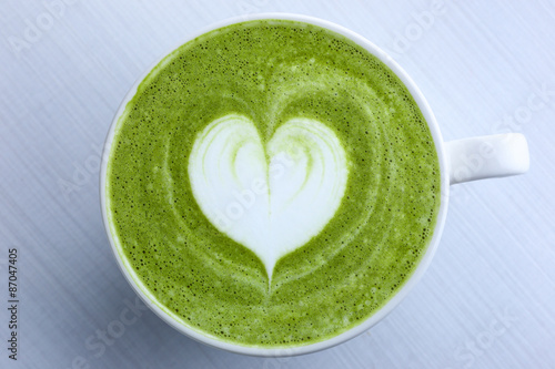 Latte art with Japanese green tea matcha