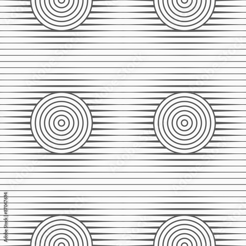 Slim gray offset circles on stripes