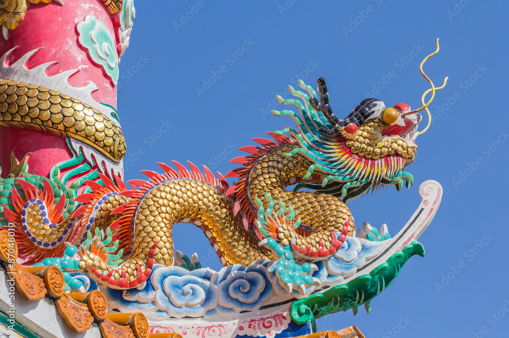 Chinese dragon with blue sky Chinese dragon with blue sky