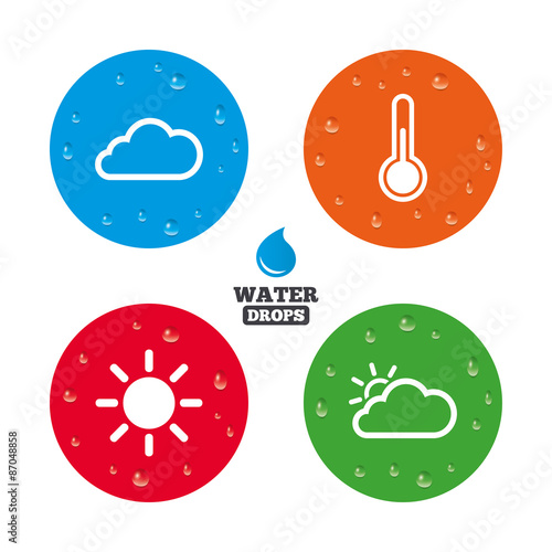 Weather icons. Cloud and sun. Temperature symbol