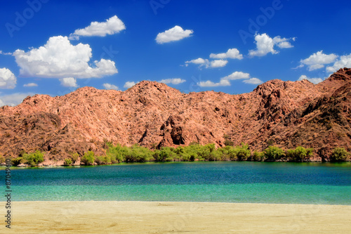 Lake Mohave beach on the Colorado River in the desert of the southwestern United States