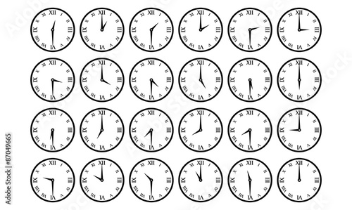 Time and Hour Whole Day - Roman Numeral