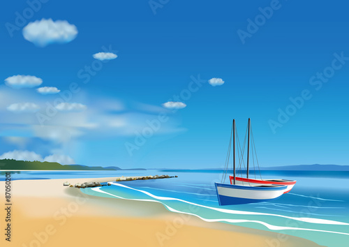 Two fishing boats on the beach. 