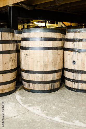 Side view of bourbon barrel vertical