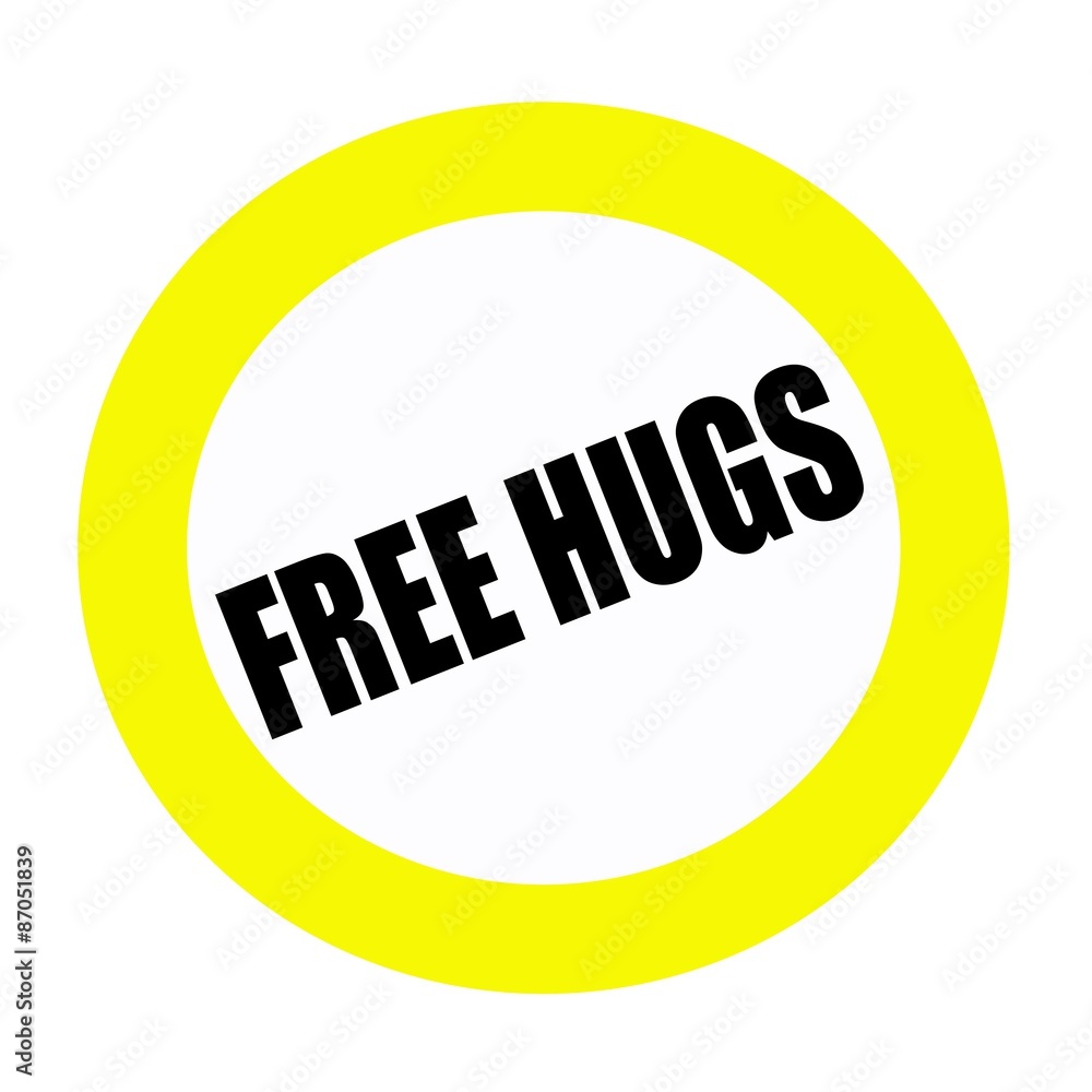 FREE HUGS black stamp text on white FREE HUGS black stamp text on white